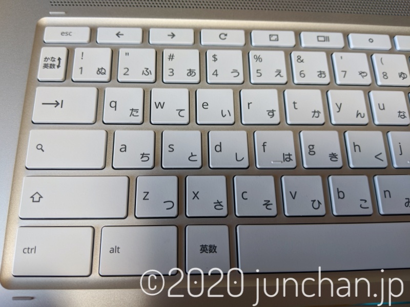 「HP Chromebook x360 14b」キーボード左部分