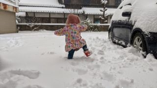 雪の中を出動する娘氏