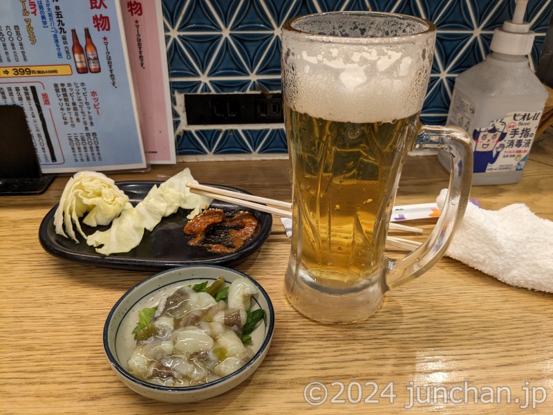上田ゴールデン酒場 ビールにたこわさ