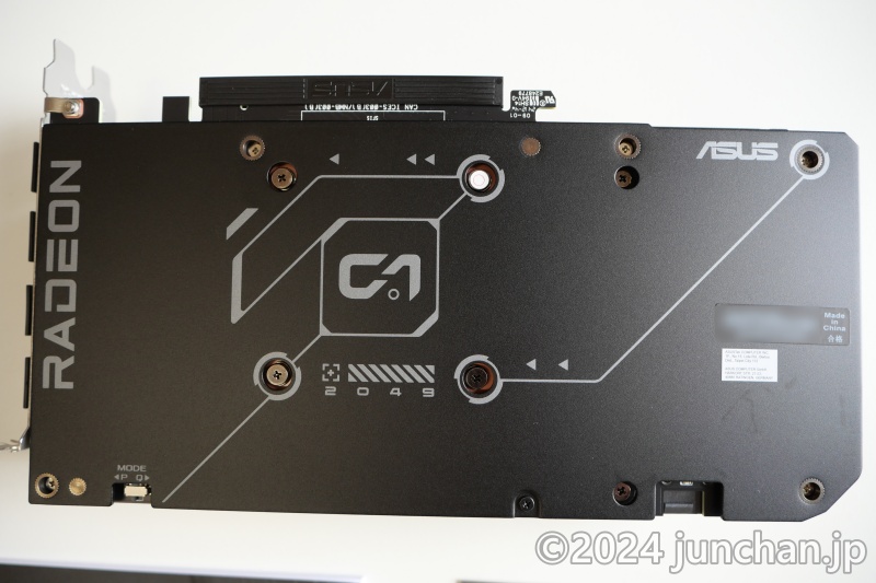 ASUS Dual Radeon™ RX 7600 XT OC Edition 16GB GDDR6 本体 裏面