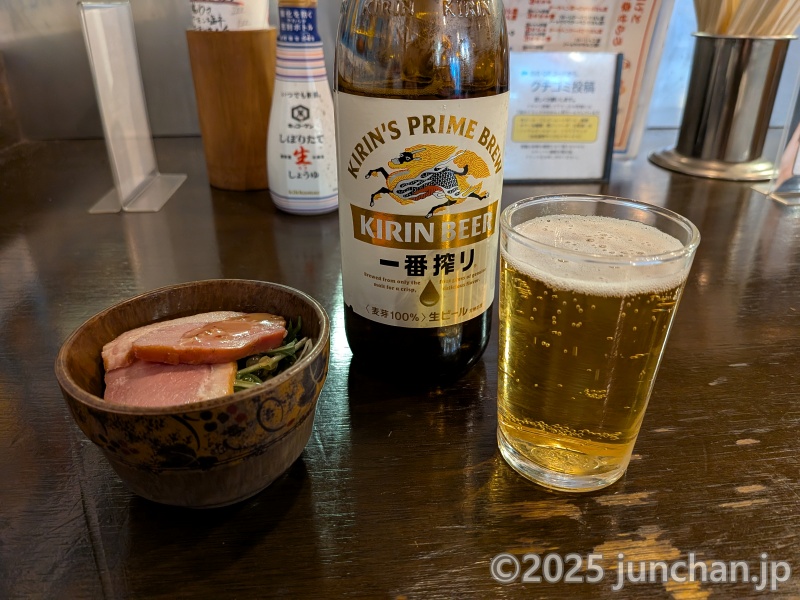 新潟酒場 七福 新潟駅前店 瓶ビールとお通し