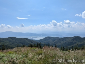 霧ヶ峰 薙鎌神社 からの諏訪湖ビュー