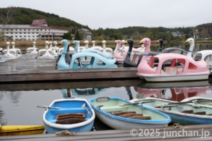 白樺湖 ボート乗り場 たくさんのボート