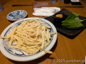 海山亭いっちょう 佐久店 山盛り細切りフライドポテト 肉味噌ピーマン