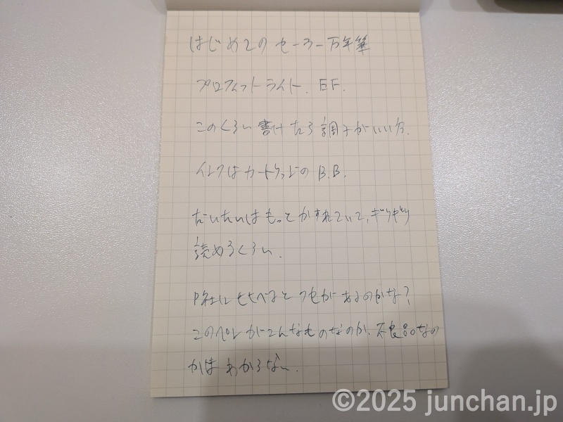 セーラー万年筆 プロフットライト EF 書き心地