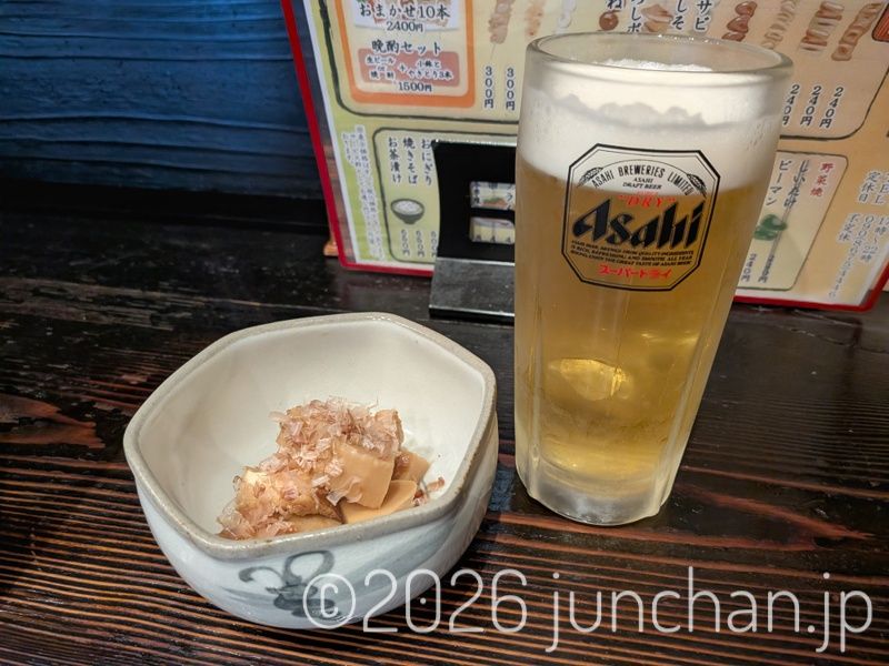 三島 焼きとり いろ鳥 晩酌セット ビールと小鉢