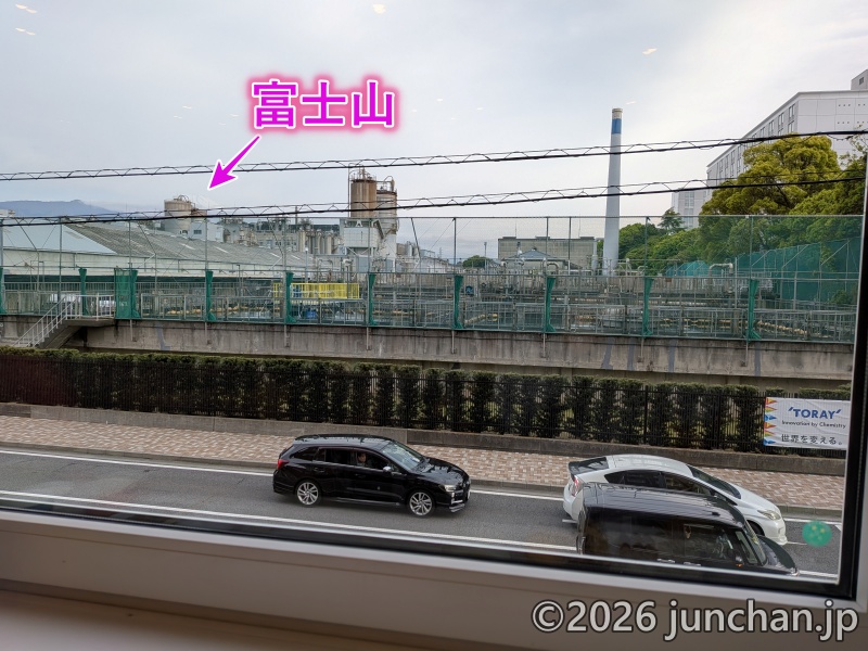 東横INN富士山三島駅 朝食会場から富士山が見えた