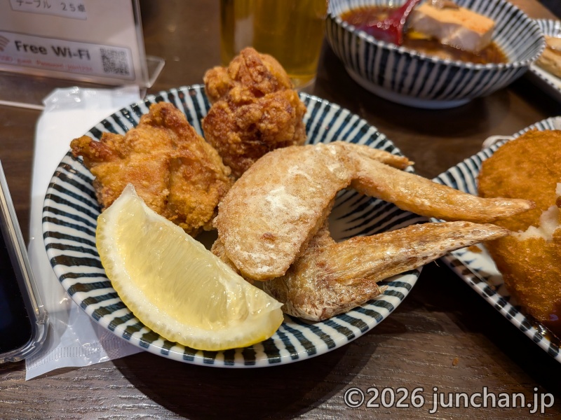 三島駅 安べぇ からあげ2種盛り 旨塩からあげ 手羽先からあげ