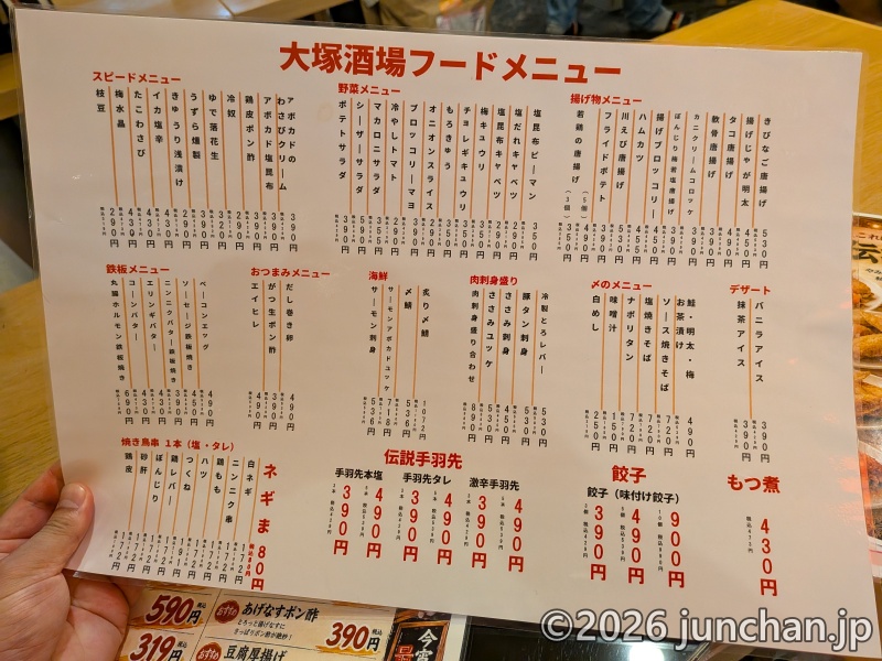 居酒屋 大塚酒場 フードメニュー